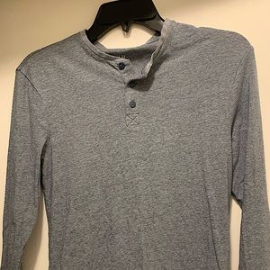 Soft cotton long sleeve Henley. Dark Heather blue color